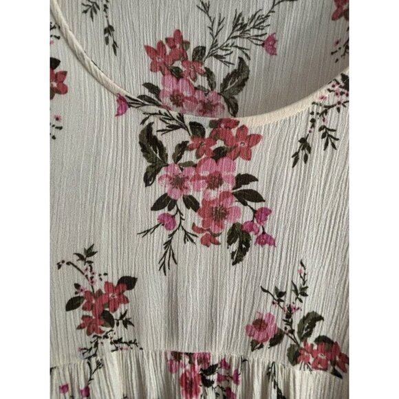 AMERICAN EAGLE Floral Milkmaid Babydoll Mini Dress Small Tiered Cottage Prairie - Picture 4 of 11
